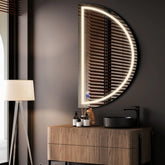 Specchio LED Mezza Luna | Pulsanti touch | Funzione anti-appannamento | Luce bianca neutra - Reyze Serie Salono Modello 1 - Lato Sinistro